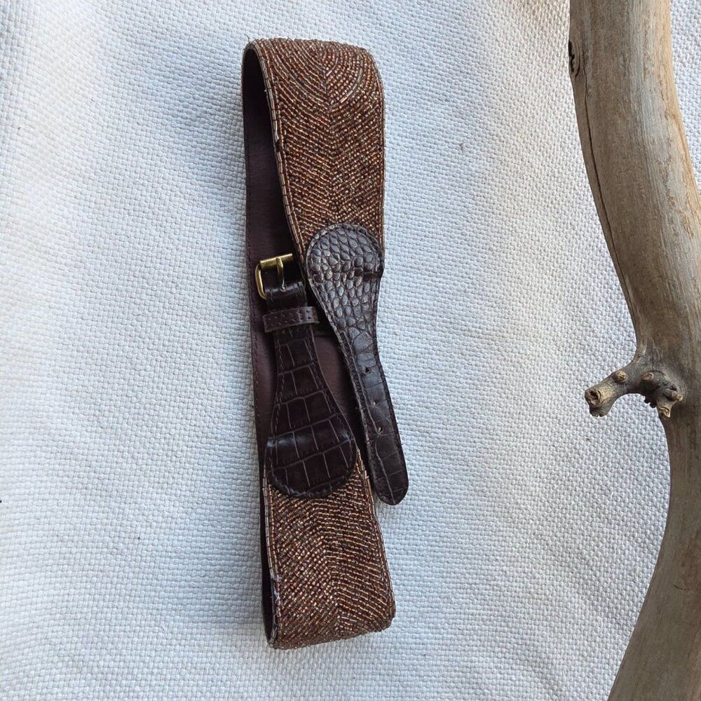 Jasper & Jeera Vintage Vibes beaded brown belt